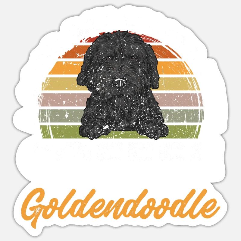 Chien Doodle Black Goldendoodle - Sticker taille S (10 x 10 cm) - blanc mat