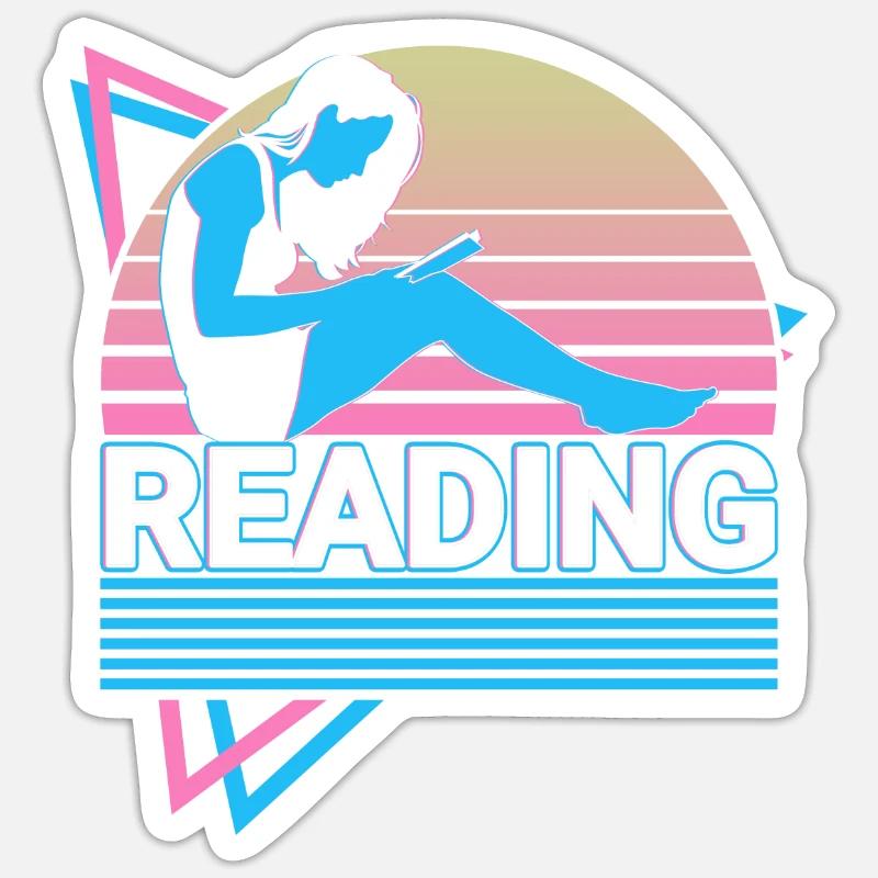 Retro reader - Sticker size S (10 x 10 cm) - white matte