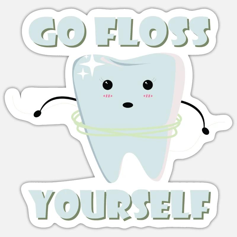 Go floss - Sticker size S (10 x 10 cm) - white matte