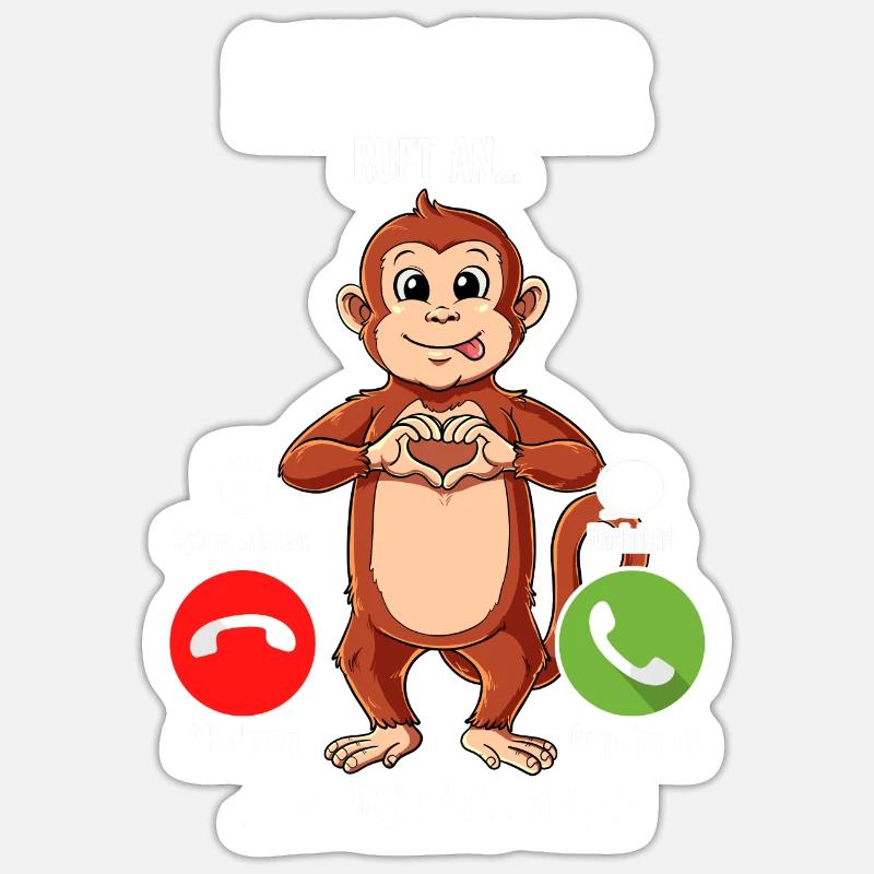 Mein Affe Ruft An - Sticker Größe S (10 x 10 cm) - Mattweiß