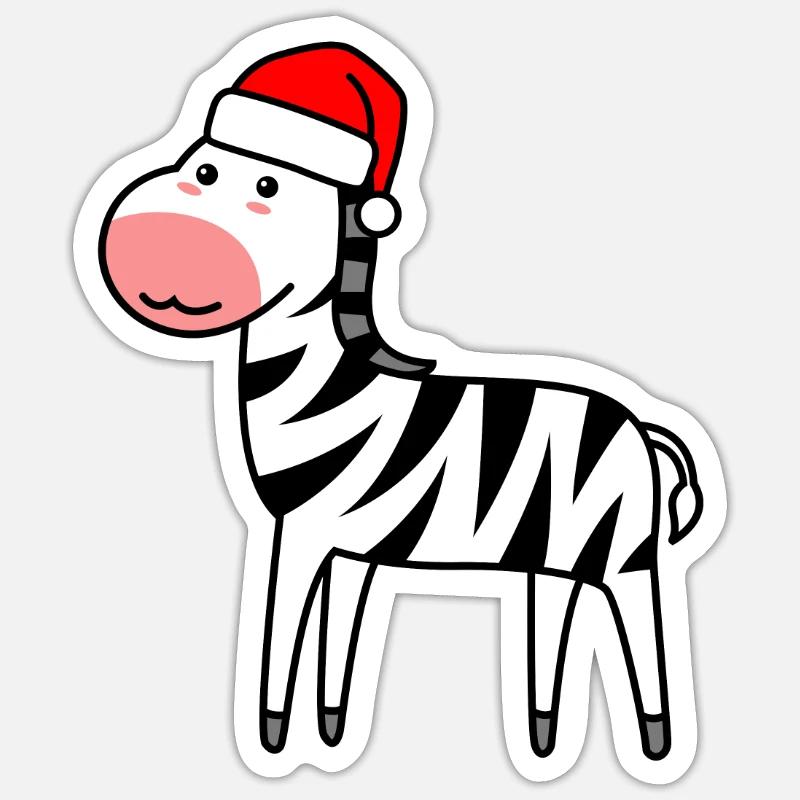 Zebra Comic Noël Noël - Sticker taille S (10 x 10 cm) - blanc mat