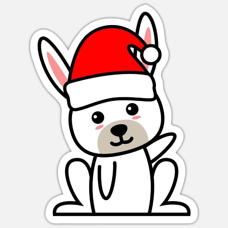 Rabbit Comic Christmas Xmas - Sticker size S (10 x 10 cm) - white matte