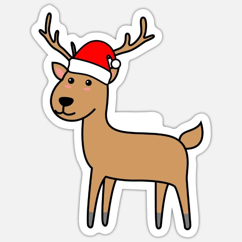 Deer Comic Noël Noël - Sticker taille S (10 x 10 cm) - blanc mat