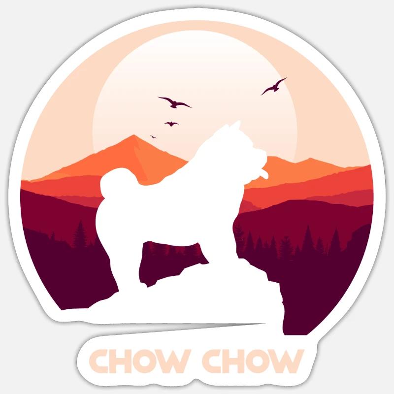 Chow Chow - Sticker taille S (10 x 10 cm) - blanc mat