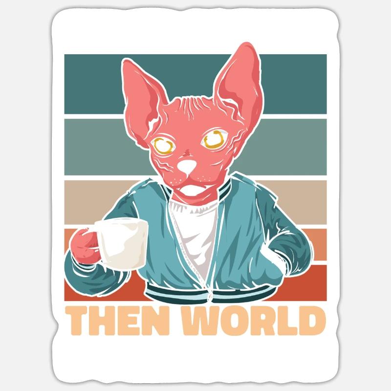 Sphynx Cat Coffee - Sticker size S (10 x 10 cm) - white matte