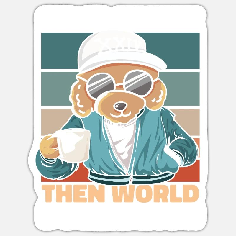 Poodle Coffee Sunglasses - Sticker size S (10 x 10 cm) - white matte