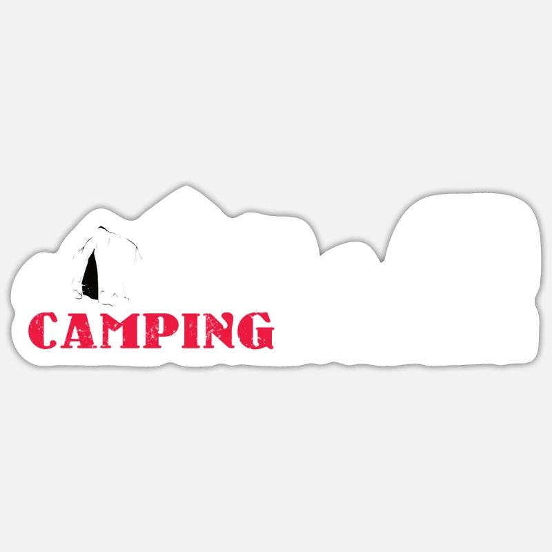 Camper Gift Idea Camping - Sticker taille S (10 x 10 cm) - blanc mat