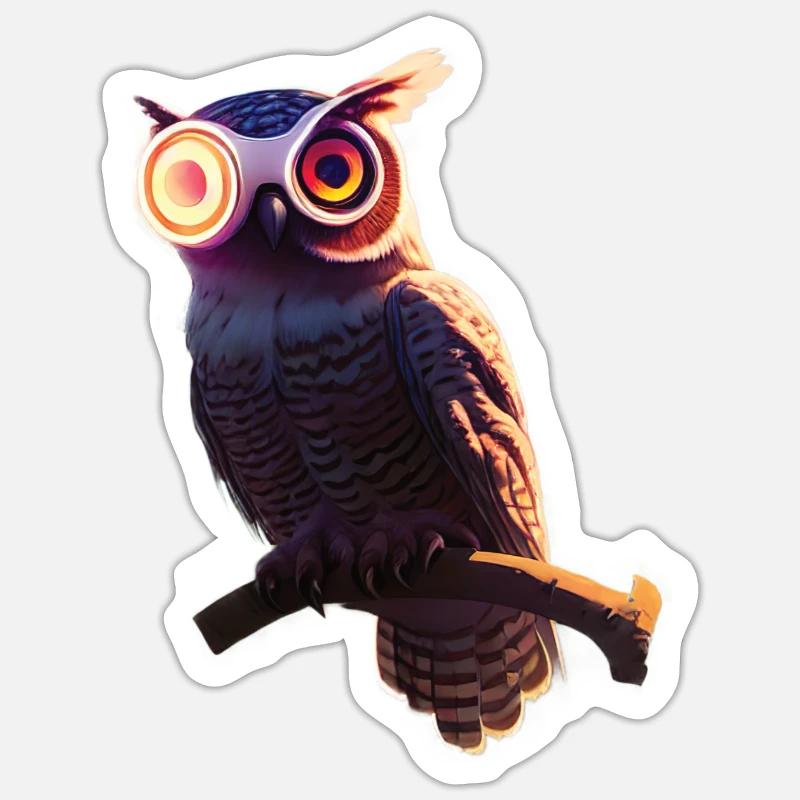 Robot Owl Hybride Être - Sticker taille S (10 x 10 cm) - blanc mat