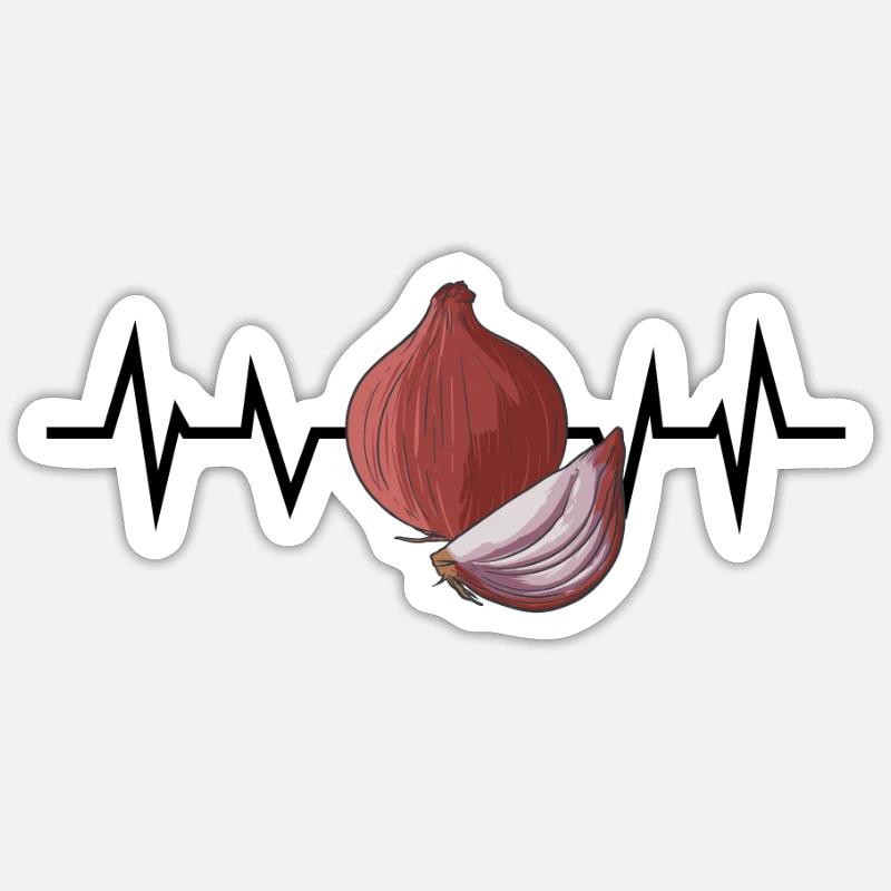 Rythme cardiaque d’oignon - Sticker taille S (10 x 10 cm) - blanc mat