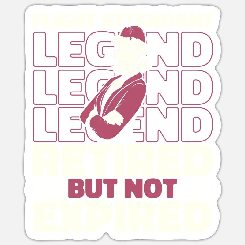 Retired flight attendant stewardess - Sticker size S (10 x 10 cm) - white matte