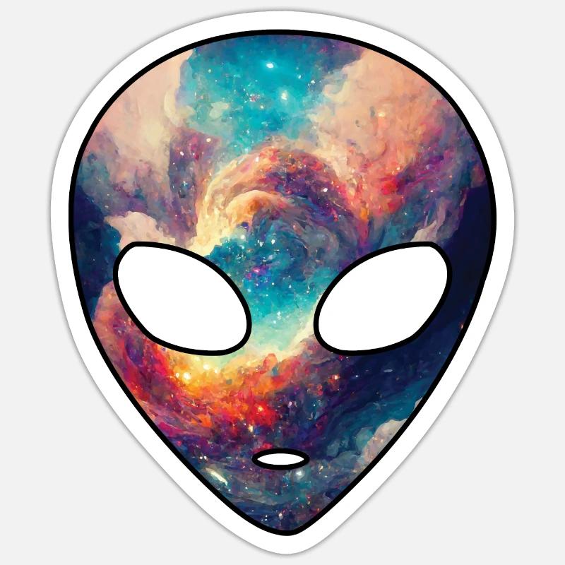 Cosmic Alien Head Nebula Galaxy Outer Space Sticker size S (10 x 10 cm)