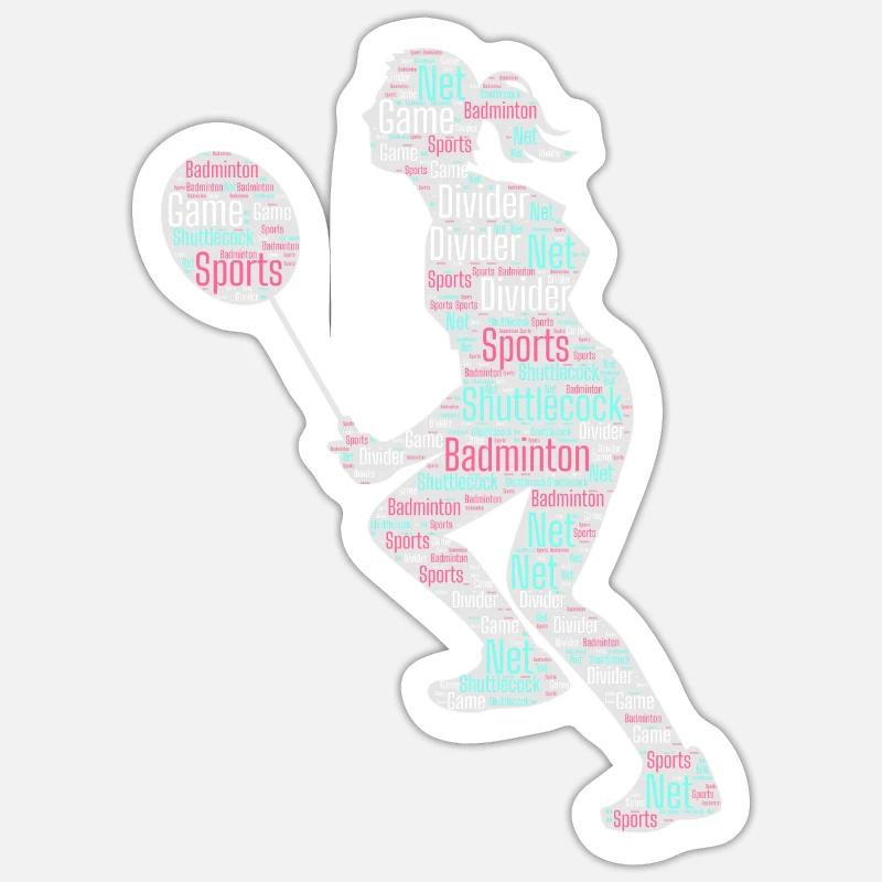 Joueurs de badminton - Sticker taille S (10 x 10 cm) - blanc mat