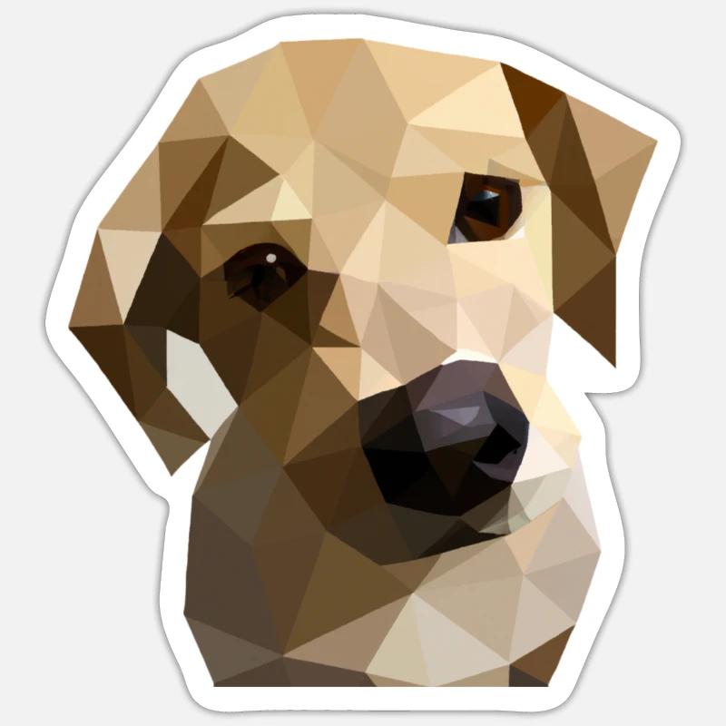 Low Poly Labrador Chien - Sticker taille S (10 x 10 cm) - blanc mat