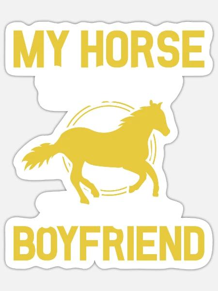 Mein Pferd ist niedlicher als dein Freund - Sticker Größe S (10 x 10 cm) - Mattweiß