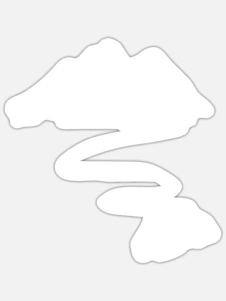 Berg - Kurvenlinie - Skifahren - (9) - Sticker Größe S (10 x 10 cm) - Mattweiß
