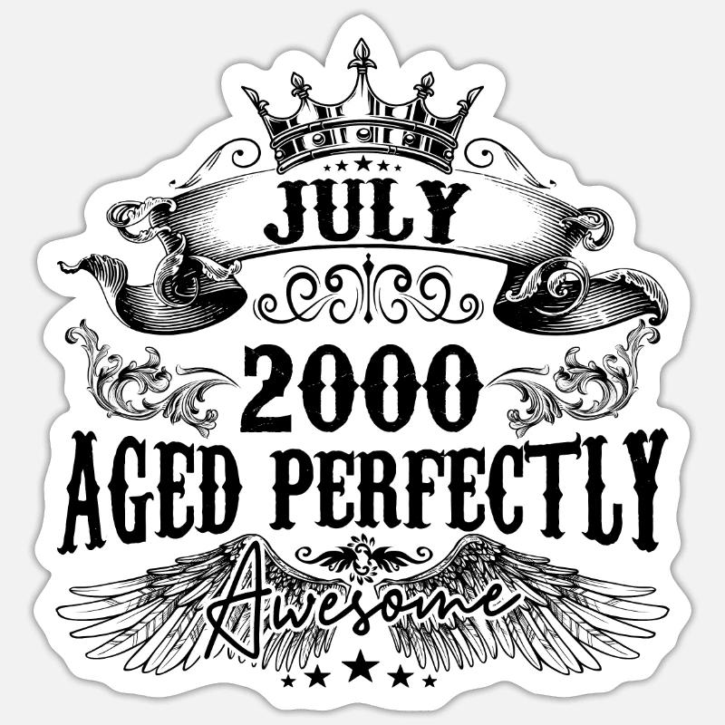 2000 | Juli Aged Perfectly 2000 Geburtstagsgeschenk Sticker Größe S (10 x 10 cm)