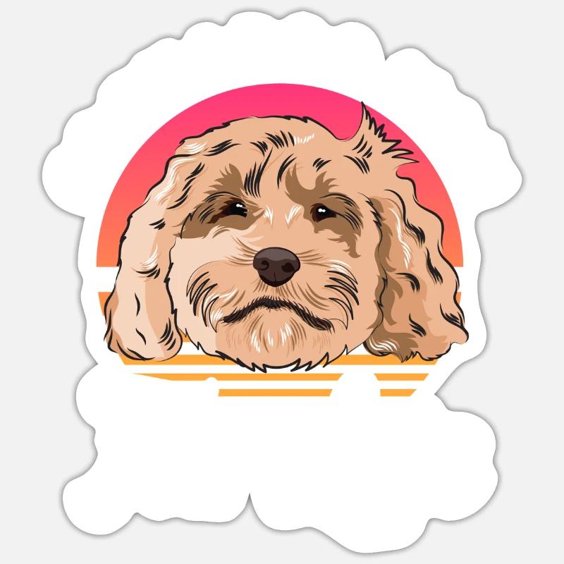 Cockapoo Hund - Sticker Größe S (10 x 10 cm) - Mattweiß