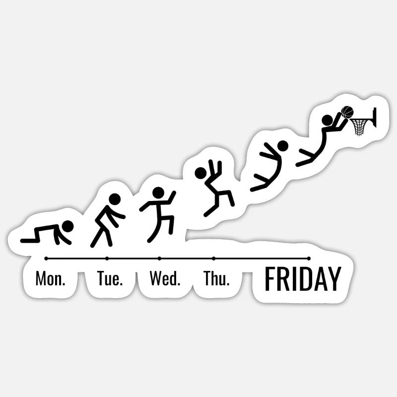 Basketteur Basketteur Basketteur Week-end - Sticker taille S (10 x 10 cm) - blanc mat