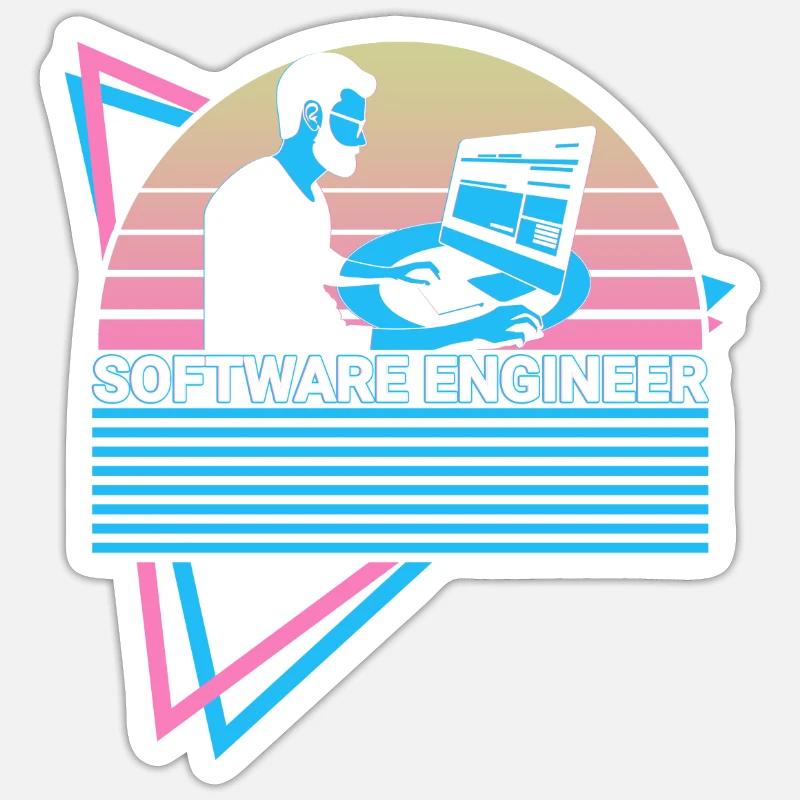 Software-Ingenieur Software Engineering Retro Sticker Größe S (10 x 10 cm)