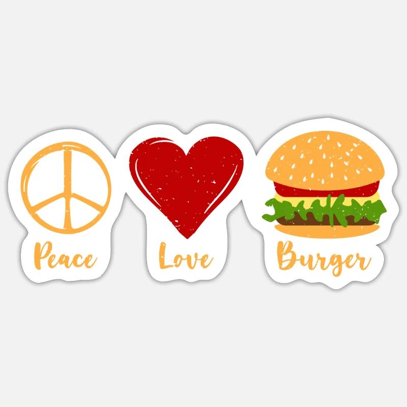 Burger Lover Geschenk - Sticker Größe S (10 x 10 cm) - Mattweiß