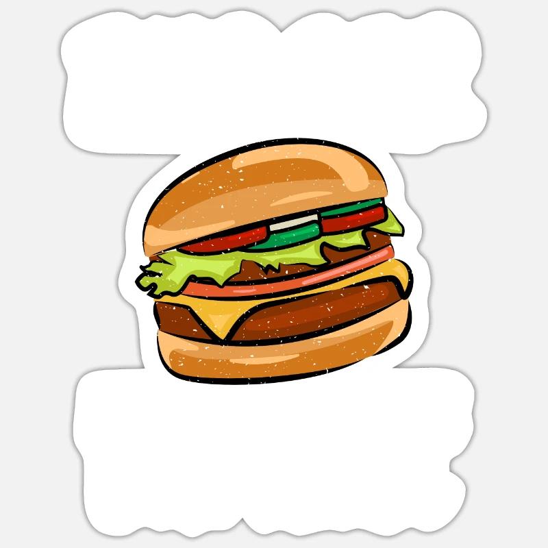 Burger Lover Geschenk - Sticker Größe S (10 x 10 cm) - Mattweiß