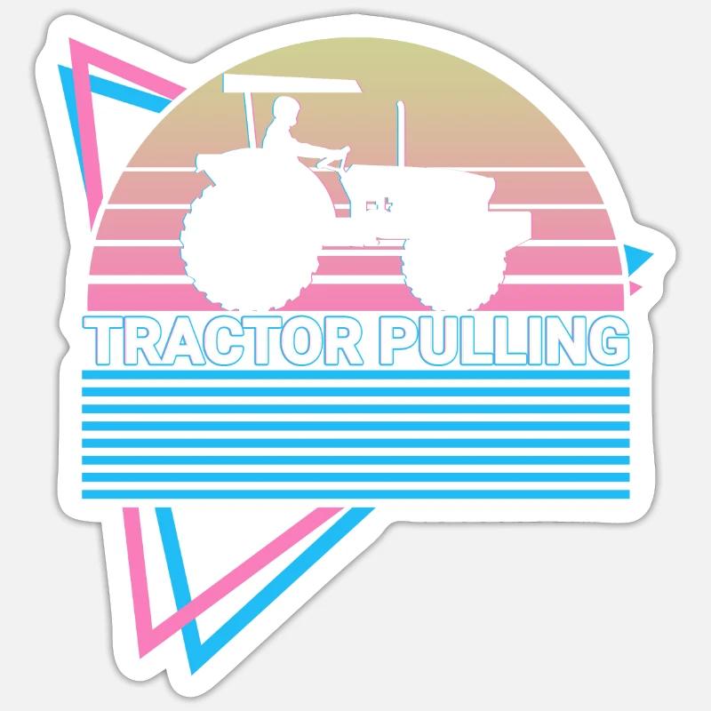 Tractor Pulling Retro - Sticker size S (10 x 10 cm) - white matte
