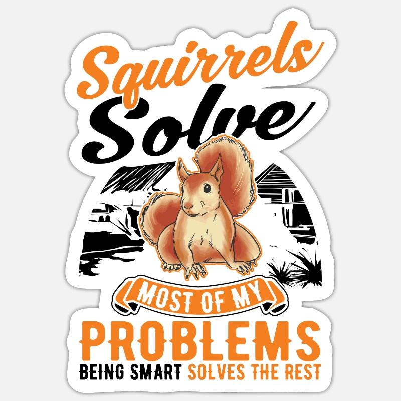 Eichhörnchen Geschenk Grauhörnchen Squirrel - Sticker Größe S (10 x 10 cm) - Mattweiß