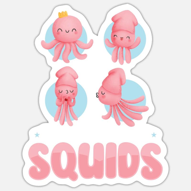 Squid Lovers Octopus Funny - Sticker size S (10 x 10 cm) - white matte