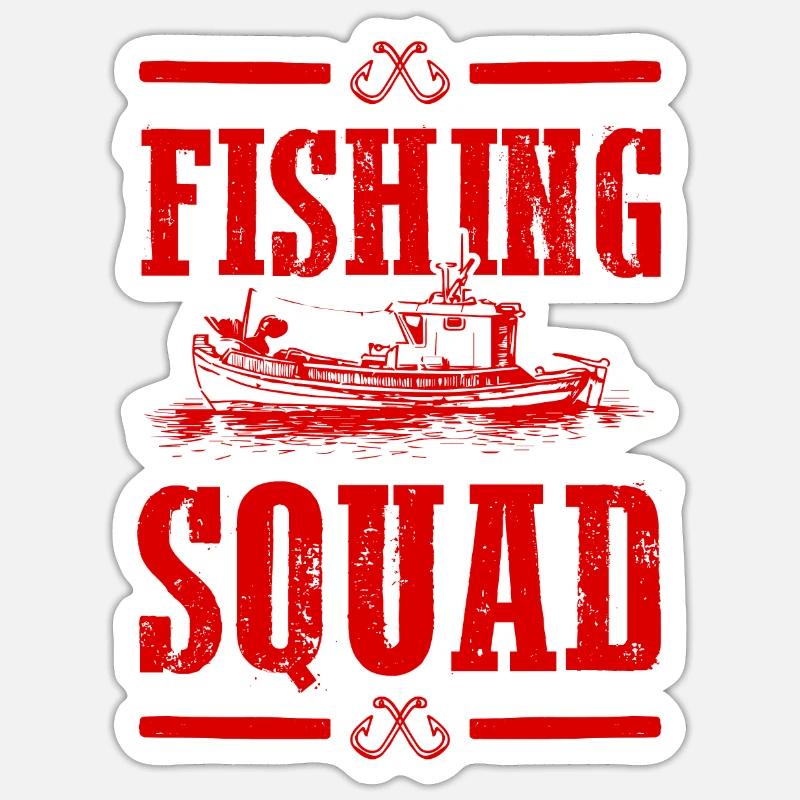 Escouade de pêche - Sticker taille S (10 x 10 cm) - blanc mat