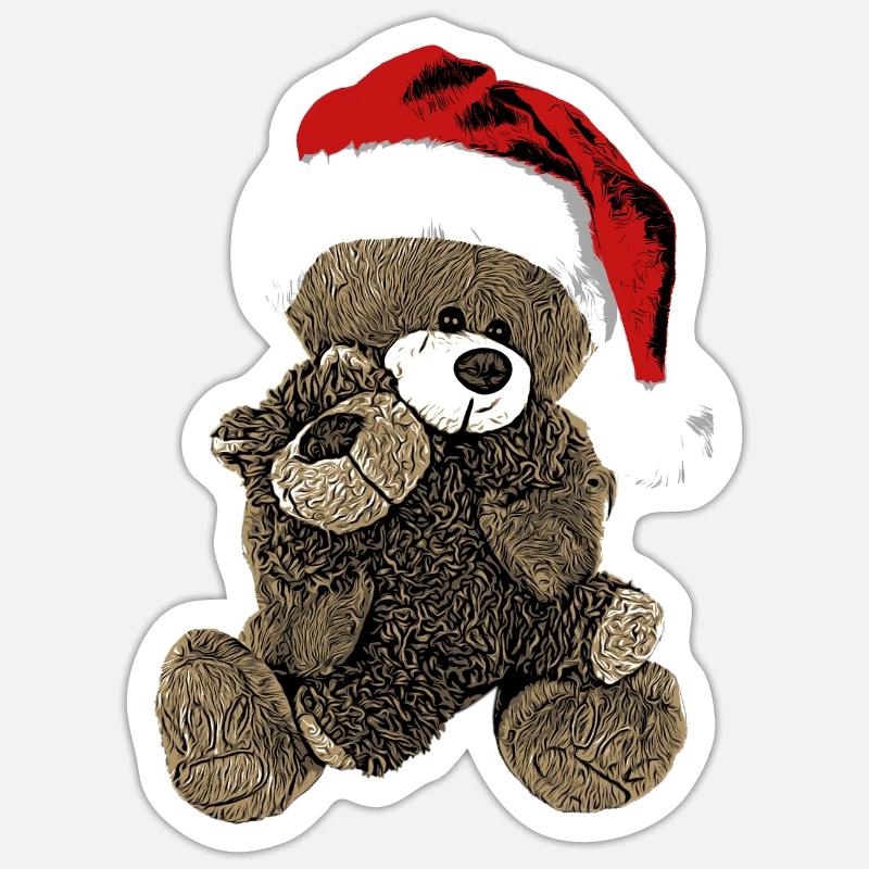 teddy, teddy bear, bear, teddy bear, bear, teddy bear, - Sticker size S (10 x 10 cm) - white matte