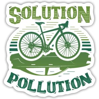 Polution Solution Umweltschutz Radfahren - Sticker Größe S (10 x 10 cm) - Mattweiß - Vorne