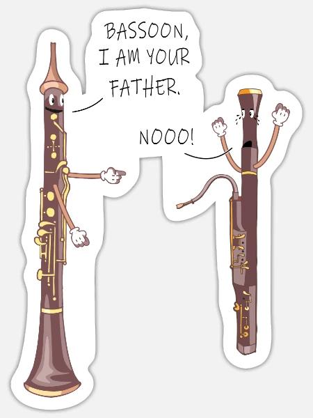 Holzblasinstrument Musik Oboe Bassoon - Sticker Größe S (10 x 10 cm) - Mattweiß