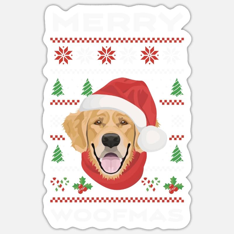 Golden Retriever Joyeux Noël - Sticker taille S (10 x 10 cm) - blanc mat