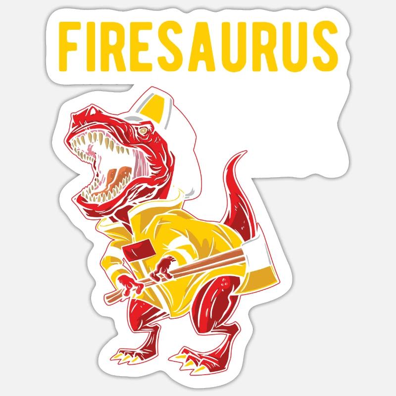 Firesaurus Rex Dino Firefighter Fire Brigade Sticker size S (10 x 10 cm)