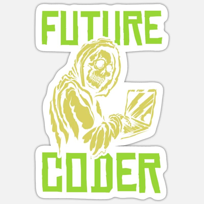 Developer Coder Programmer Skull - Sticker size S (10 x 10 cm) - white matte