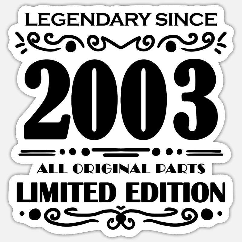 2003 - Né 2003 - Année de construction 2003 - Sticker taille S (10 x 10 cm) - blanc mat