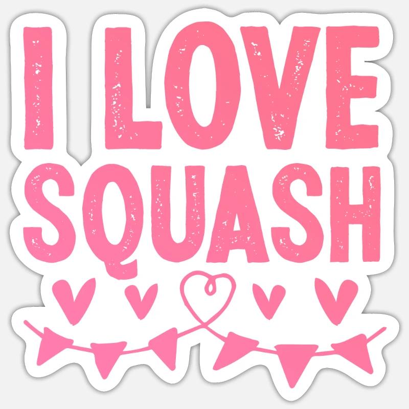 J’adore le squash - Sticker taille S (10 x 10 cm) - blanc mat