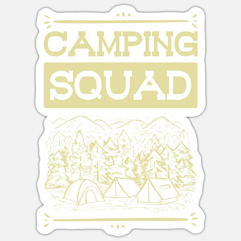 Camping Squad - Sticker Größe S (10 x 10 cm) - Mattweiß