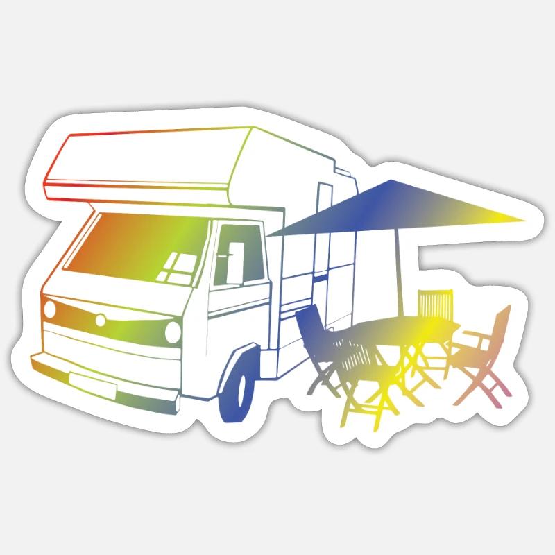Camper Gift Idea Camping - Sticker taille S (10 x 10 cm) - blanc mat