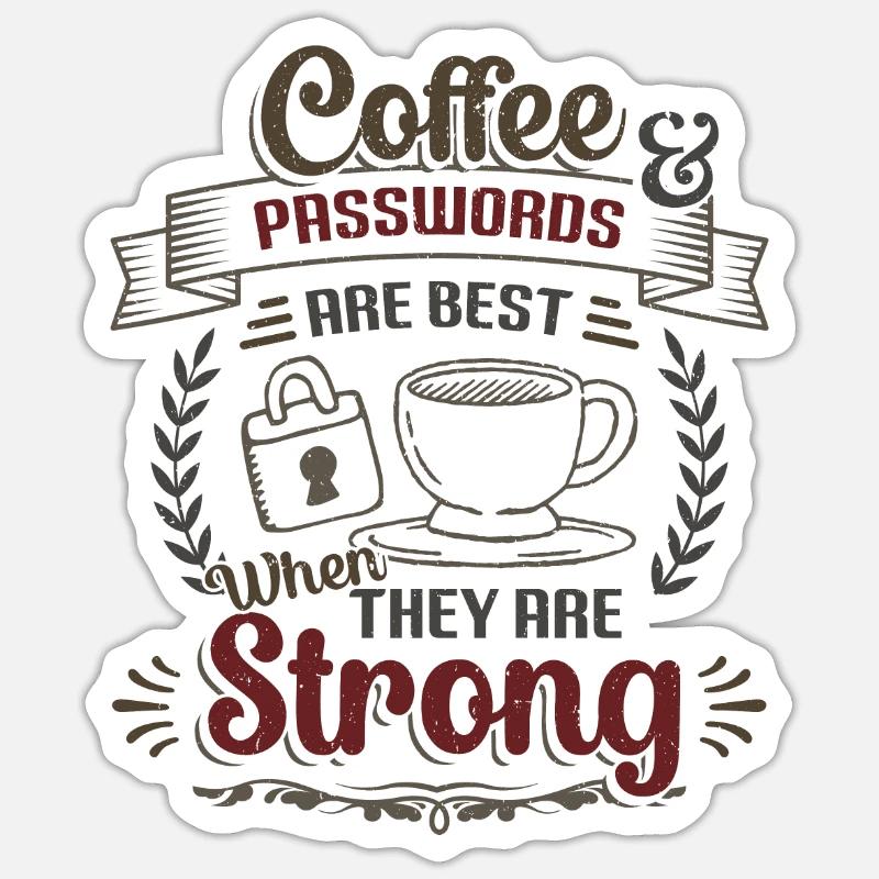 Coffee, password - Sticker size S (10 x 10 cm) - white matte