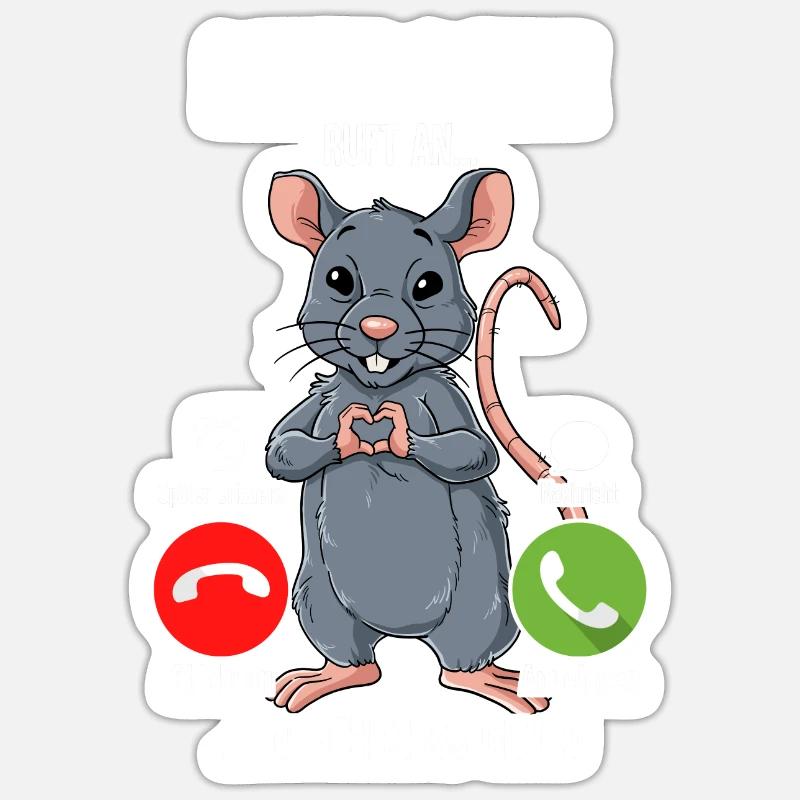 Mein Ratte Ruft An - Sticker Größe S (10 x 10 cm) - Mattweiß