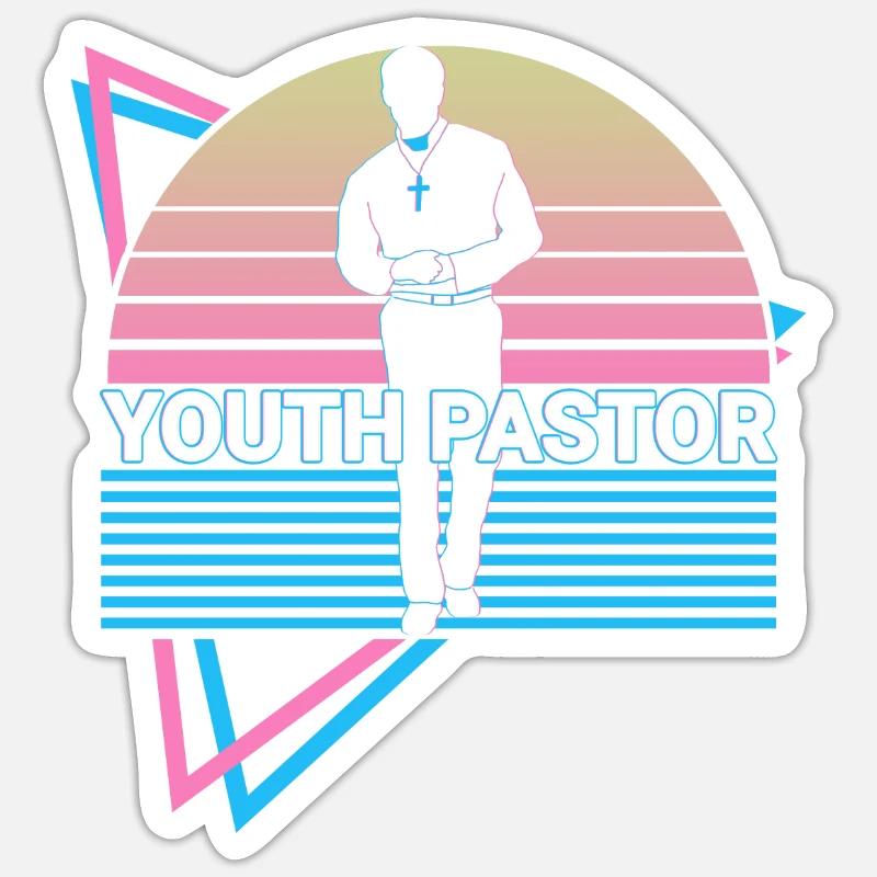 Jeune Pasteur Rétro - Sticker taille S (10 x 10 cm) - blanc mat