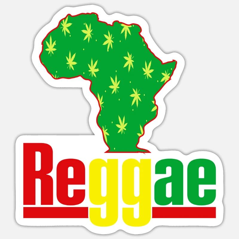 Afrika Reggae Karte mit Hanfblättern - Sticker Größe S (10 x 10 cm) - Mattweiß