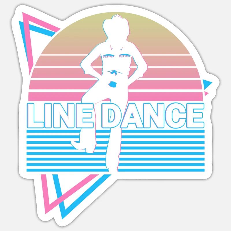 Line Dance Rétro - Sticker taille S (10 x 10 cm) - blanc mat