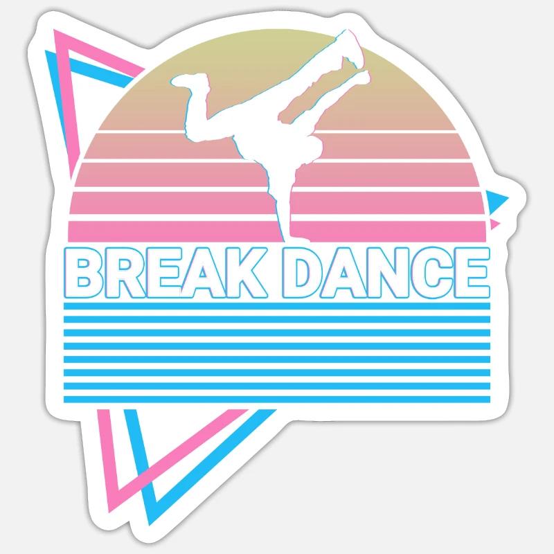 Breakdance Breakdance Breakdance Rétro - Sticker taille S (10 x 10 cm) - blanc mat
