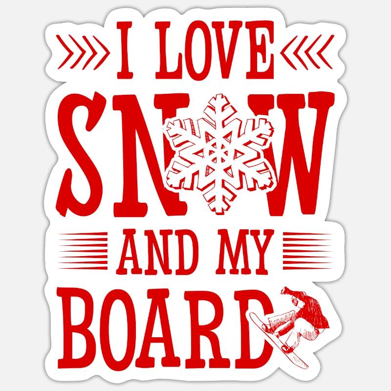 J’adore le snowboard - Sticker taille S (10 x 10 cm) - blanc mat