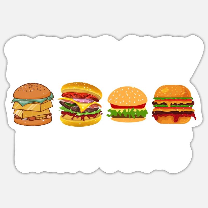 Burger Lover Geschenk - Sticker Größe S (10 x 10 cm) - Mattweiß