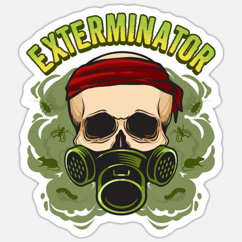 Kammerjäger-Gasmaske - Schädlingsbekämpfung Sticker Größe S (10 x 10 cm)