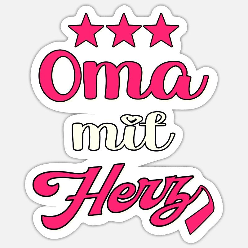 Oma mit Herz Großmutter - Sticker Größe S (10 x 10 cm) - Mattweiß