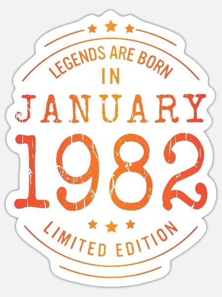 Geburtstag Januar 1982 Limited Edition Vintage - Sticker Größe S (10 x 10 cm) - Mattweiß